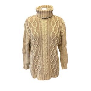 90s Grunge Fisherman Multi Cableknit Sweater, M. Cream